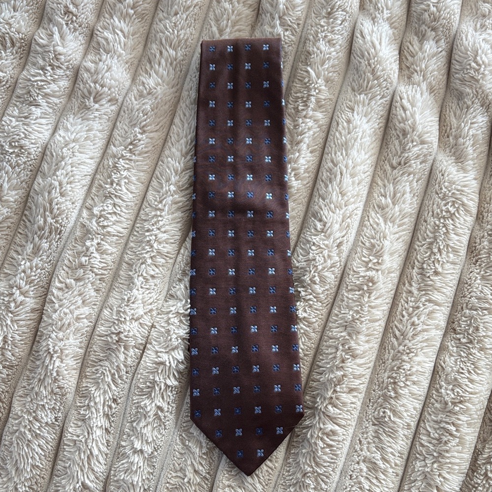 Faconnable Dark Brown Tie with Blue Accents